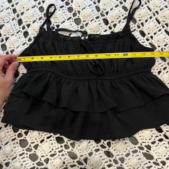 Wild Fable Black Cropped Ruffled Tie Front Camisole Size Medium - Picture 13 of 14